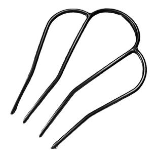 简约黑色金属插梳女后脑勺丸子头盘发神器簪子头饰发梳时尚插发簪