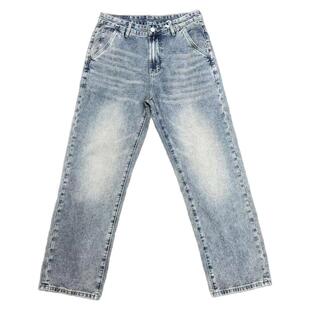 高端美式复古牛仔裤男宽松直筒2026春季新款潮牌做旧百搭休闲长裤