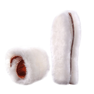 浪莎100%纯羊毛皮毛一体鞋垫加绒保暖男女吸汗防臭加厚毛绒防寒冬