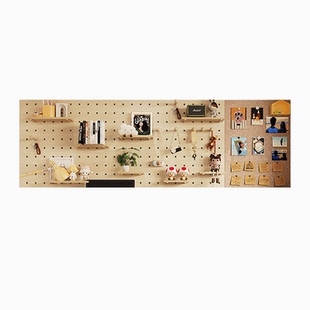 实木洞洞板办公墙面软木置物架配件免打孔定制墙上装饰展示挂衣架