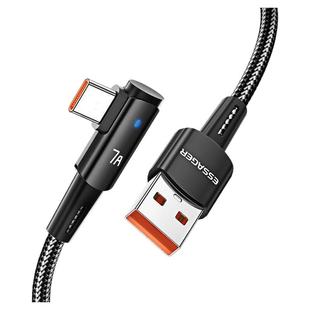 USB-A转to Type-C口适用于华为vivo荣耀oppo一加手机单L形型90度直角弯曲头侧插快充电数据线加超长2/3m米灯