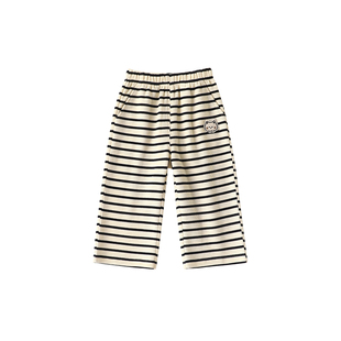 女童独特超好看裤子2026春季新款儿童卫裤外穿宽松洋气条纹休闲裤