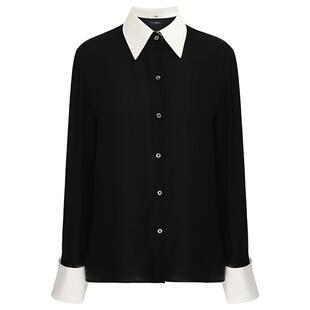 预售COCOBELLA高智感通勤黑白撞色衬衫女可拆卸OL正肩衬衣SR3227