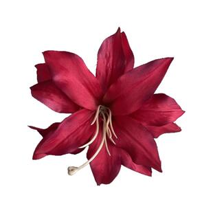 复古红色仿真百合花朵发夹头饰新娘敬酒头花礼服发饰新中式侧边夹