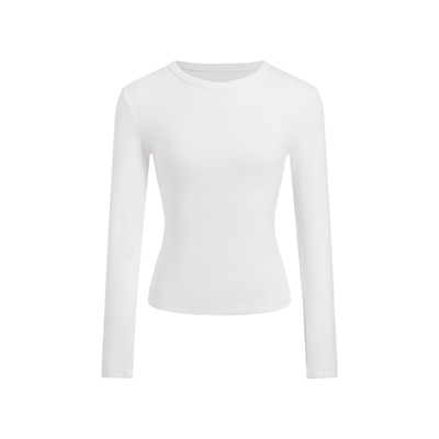 圆领长袖修身弹力百搭打底T恤