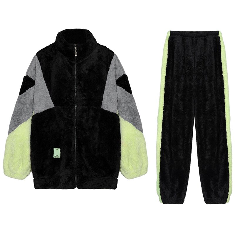 可人儿珊瑚绒情侣睡衣女秋冬季保暖加绒加厚潮流休闲家居服男套装