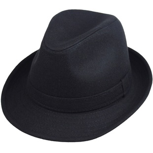 礼帽男冬季中老年人礼帽黑色小礼帽加绒英伦绅士帽爵士帽男士礼帽