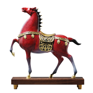 全铜马摆件红色 鸿运唐马 办公室客厅家居装饰品马到成功开业礼品