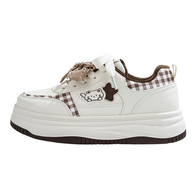 人本官方店2025新款百搭厚底冬季加绒板鞋休闲鞋运动鞋猫咪小白鞋