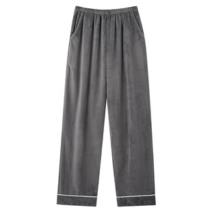 芬腾可安珊瑚绒睡裤男士男款冬季加厚加绒大码深灰家居裤子秋冬天