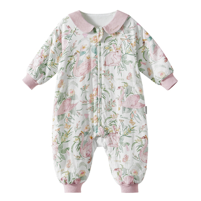 嫚熙婴儿睡袋弹力丝麻宝宝分腿睡袋薄款儿童四季通用低敏防踢被