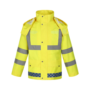 交通骑行分体反光雨衣雨裤套装荧光黄绿保安物业户外执勤巡逻救援