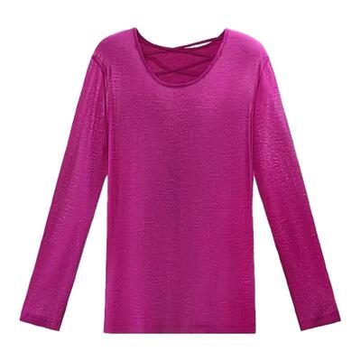天丝透气宽松露背网纱长袖T恤女
