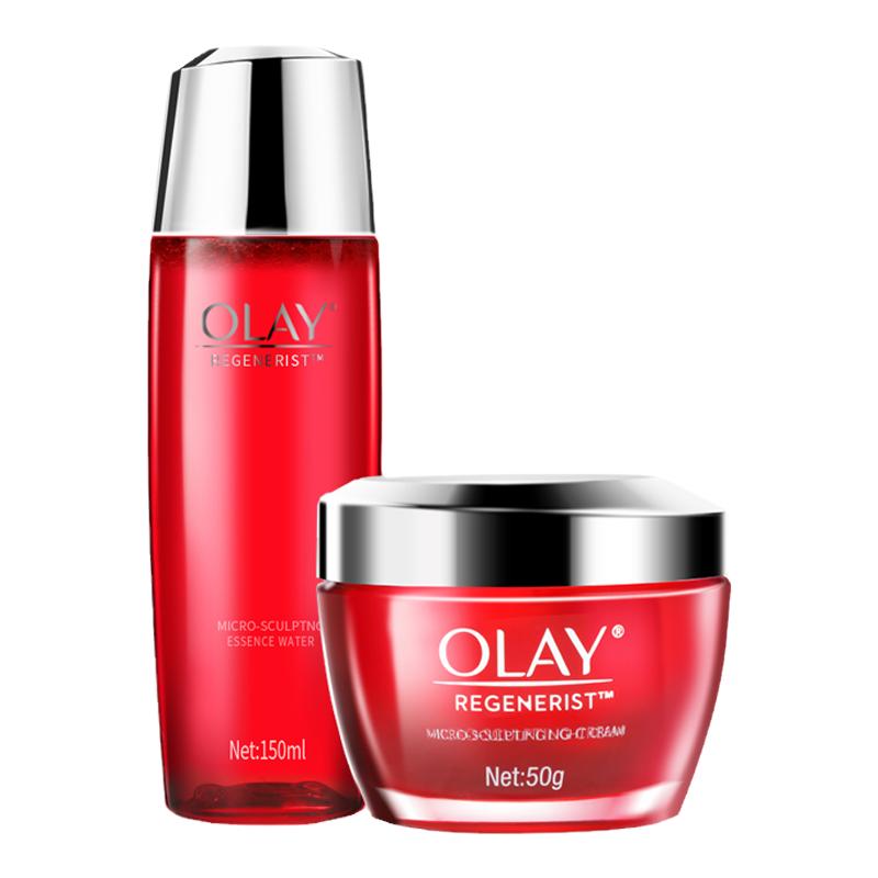 Olay/玉兰油新生塑颜金纯面霜+水紧致保湿大红瓶护肤品套装官网女