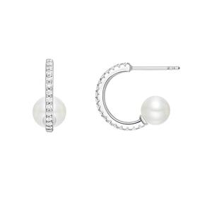 【自营】HEFANG Jewelry/何方珠宝古典芭蕾耳钉 晶莹锆石贝珠点缀