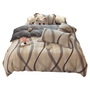 2025新款牛奶绒印花四件套珊瑚绒家纺冬季高级双面毛绒加厚法兰绒