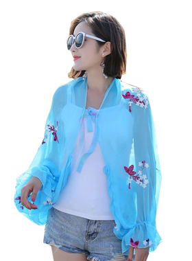 春夏日韩甜美女雪纺双面防晒披肩
