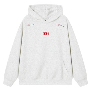 88rising 潮牌双肩花体刺绣青春学院风宽松情侣连帽卫衣 男女同款