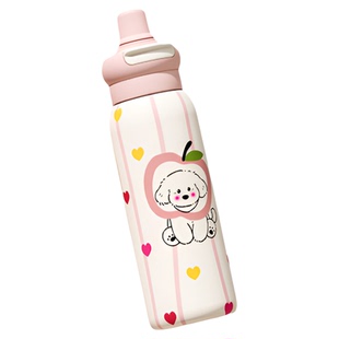 保温杯女生2025新款大容量不锈钢杯子可爱儿童带吸管水杯上学专用