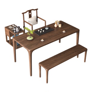 胡桃木实木大板复古禅意功夫茶台长方形泡茶桌子客厅阳台茶楼会客