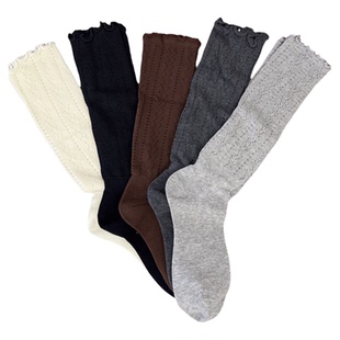 白色花边堆堆袜子女中筒棉袜春夏款长筒靴袜miu系芭蕾风小腿袜