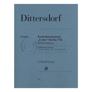 迪特斯多夫 协奏曲 E大调 Krebs172 低音提琴和钢琴 亨乐原版乐谱书  Karl Ditters von Dittersdorf Double Bass Concerto HN759