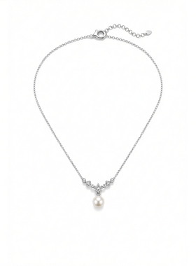 月售500条纯银繁星锆石珍珠项链