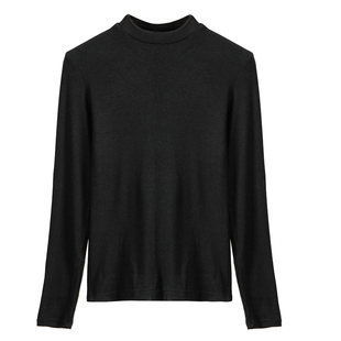 莫代尔灰色半高领打底衫女2025新款秋冬季内搭小立领修身长袖上衣