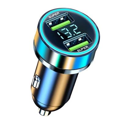 新款车载充电器超级快充240W双口闪充12V/24V通用点烟器usb充电器