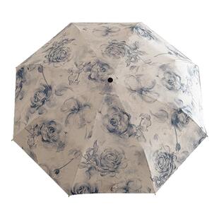 高颜值雾霾蓝！女士折叠太阳伞女防晒防紫外线遮阳晴雨两用雨伞女