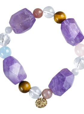 网红原矿紫水晶大块女手链