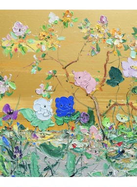付毅兵工作室原作象栖金枝油画