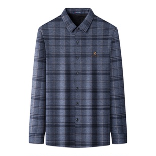 加绒内里-梦特娇秋冬男士加厚衬衫商务休闲轻奢格纹衬衣保暖内搭Z