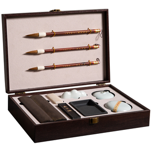 梅林笔庄文房四宝套装笔墨纸砚全套毛笔专业级镇纸端砚笔架成人书法练习专用国画高档精品千里江山礼盒送礼品