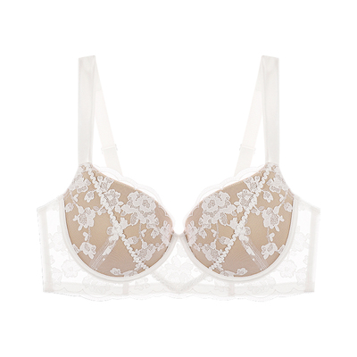 EMMAROSE秋季法式蕾丝大胸显小大码内衣胖mm聚拢收副乳防下垂文胸