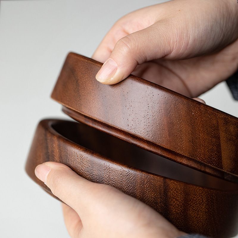 南美胡桃木盘子实木圆形点心盘创意日式餐具可堆叠甜品木质托盘