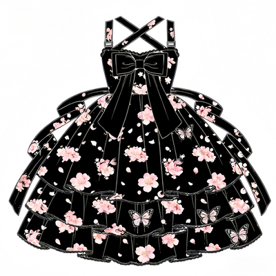 黑色公主风蝴蝶结洛丽塔蓬蓬裙