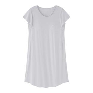清新风带胸垫纯灰色圆领短袖睡裙女夏季可外穿休闲松弛居家服睡衣