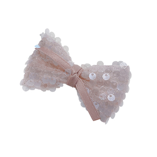 小喵爪手作原创嫩粉系列重工缝钻羽毛仙女边夹蝴蝶结发夹儿童发饰