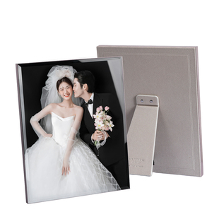 水晶相框摆台加洗照片定制做成高级感婚纱照结婚登记照全家福儿童