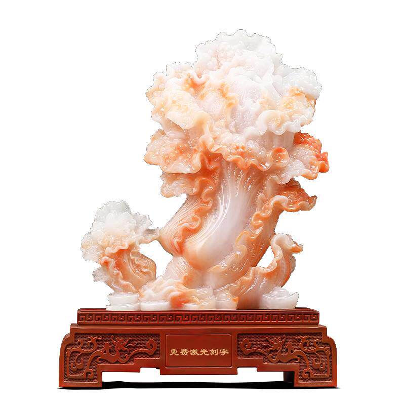 财大业大玉白菜摆件招财客厅玄关办公室酒柜高档装饰品开业礼物