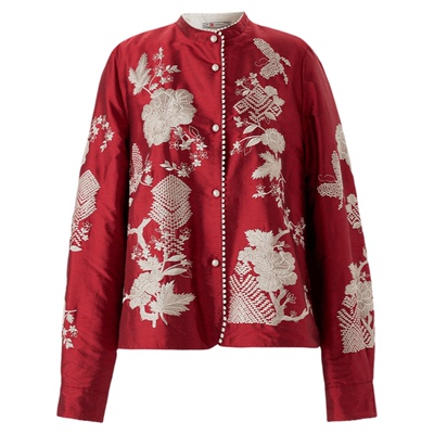 宫小妍双宫绸新中式刺绣保暖外套