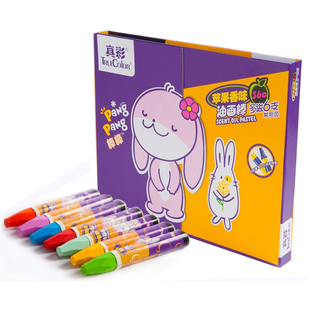 真彩36色幼儿园六角油画棒儿童安全画笔24色翻盖12色苹果味涂鸦
