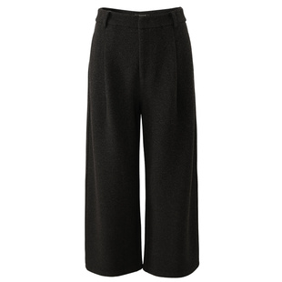 娅丽达羊毛裤子阔腿裤女九分毛呢裤2025冬季新款直筒裤女裤休闲裤