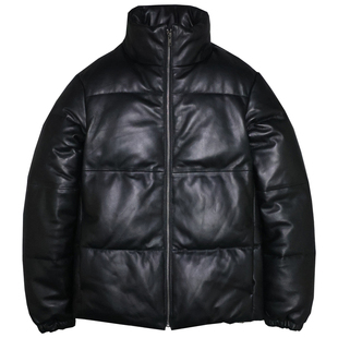 头层绵羊真皮皮衣女修身短款立领简约休闲羽绒防寒服夹克厚外套荀