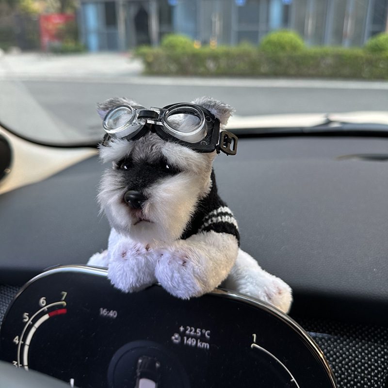 雪纳瑞汽车中控摆件车载物车饰品姐妹装饰显示器车载女生礼物内好