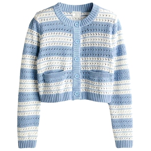 HM女装毛针织衫冬季长袖单排扣针织miu系开衫1278048