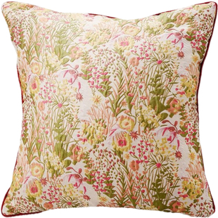 网红花草原创简约现代红黄高级轻奢沙发客厅抱枕套靠垫靠枕样板房