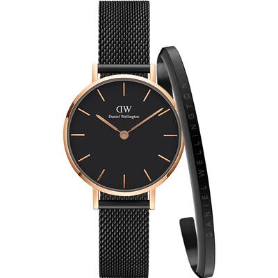 dw耀目黑石英机芯女手表手镯套装