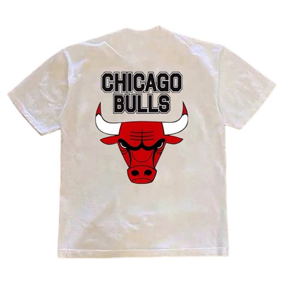 芝加哥公牛球衣运动篮球短袖T恤训练休闲300克重磅小领口半袖上衣